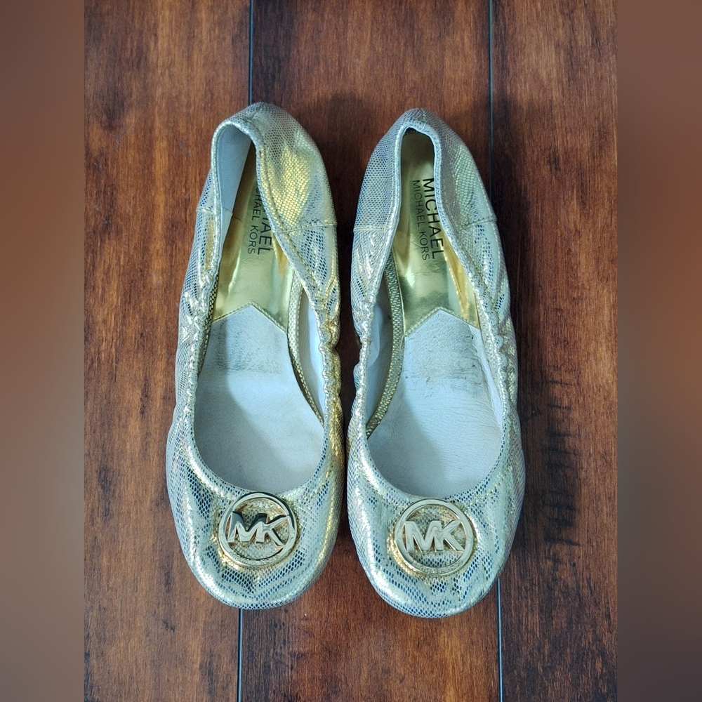 Michael Kors Fulton Python-Embossed Ballet Flats … - image 2